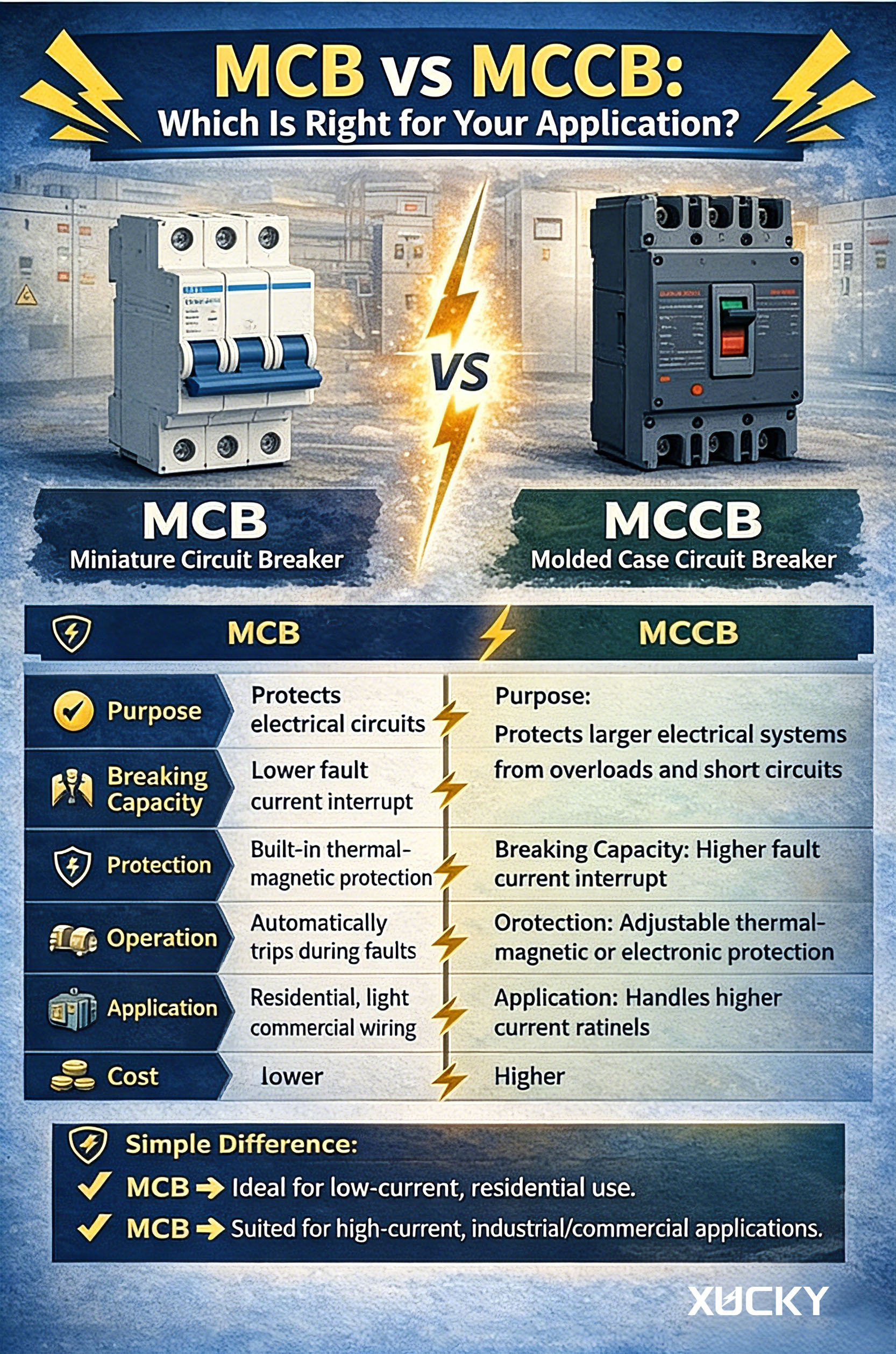 MCB және MCCB: Сіздің өтініміңізге қайсысы сәйкес келеді?